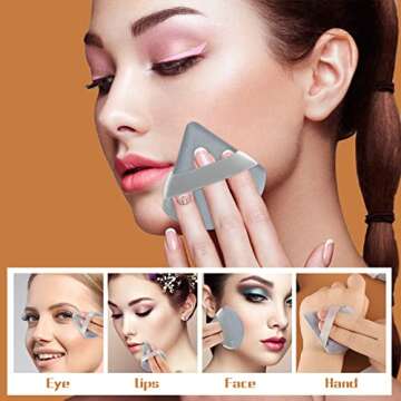 Pimoys 6 Pieces Powder Puff Face Triangle Makeup Blender Sponge Soft Velour Puffs for Loose Powder S...