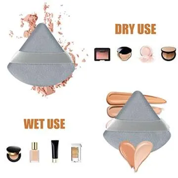 Pimoys 6 Pieces Powder Puff Face Triangle Makeup Blender Sponge Soft Velour Puffs for Loose Powder Setting Powder Cosmetic Foundation Sponge Beauty Makeup Tool, Black and Gray