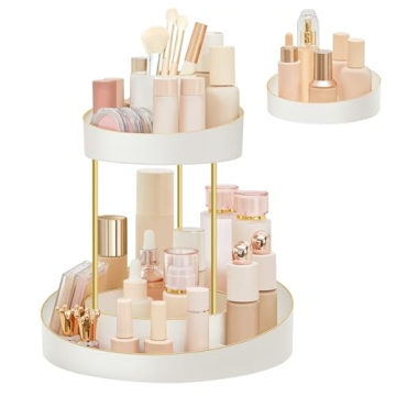 SONGMICS 2-Tier Round Rotating Makeup Organizer for Skincare