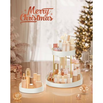 SONGMICS Rotating Round Makeup Organizer - 2-Tier Design
