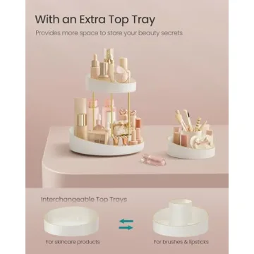 SONGMICS Rotating Round Makeup Organizer - 2-Tier Design
