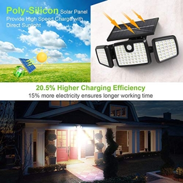 Solar Motion Sensor Lights with 3 Adjustable Heads