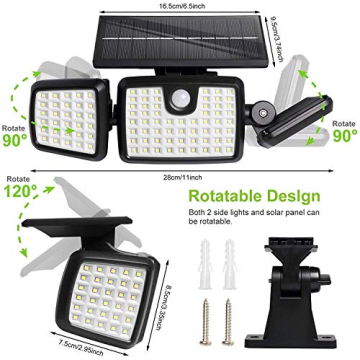 Solar Motion Sensor Lights with 3 Adjustable Heads