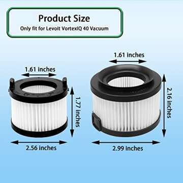 VortexIQ 40 Replacement HEPA Filter Compatible with LEVOIT Vacuum Cleaner,6-Pack Set, 2 Main Filter 4 Pre Filters Part#VortexIQ 40-RF (6 Pack)