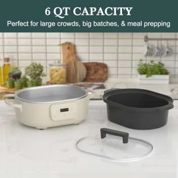 MAGNIFIQUE 6 Quart Programmable Slow Cooker Removable Healthy Nonstick Pot - Small Kitchen Appliance for Family Dinners - Serves 6+ People - Heat Settings: Keep Warm Oatmeal