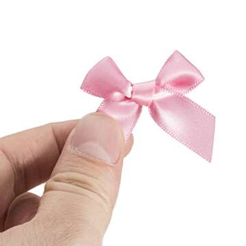 YASEO 50 Pcs Hot Pink Mini Satin Bows, Small Ribbon Appliques Bows for Sewing, Scrapbooking, Gift an...