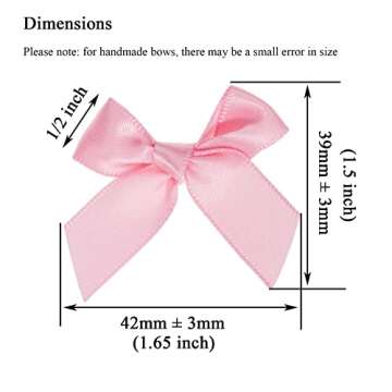 YASEO 50 Pcs Hot Pink Mini Satin Bows, Small Ribbon Appliques Bows for Sewing, Scrapbooking, Gift and Crafts