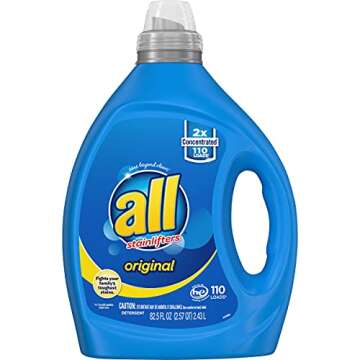 All Liquid Laundry Detergent, Stainlifter Fights Tough Stains, for Messy Fun Families, 2X Concentrated, 110 Loads