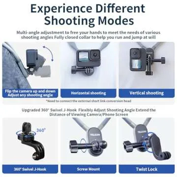 TELESIN Plus Magnetic Neck Mount for Go Pro Phone Holder, Quick Release POV Video Vlog Flexible Angle Necklace Holder for GoPro Hero 13 12 11 10 9 Insta360 X3 X4 DJI Action 3 4 5 Pro iPhone Android
