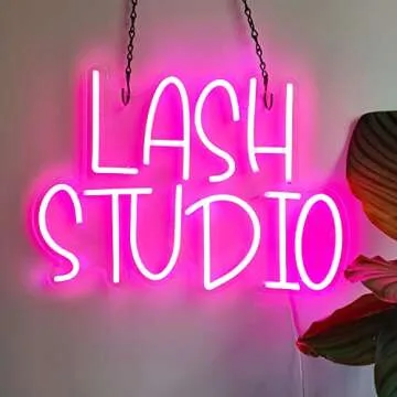 Lash Studio Neon Sign Lashes Room Decor LED Light Business Neon Signs for Lash Lounge, Beauty Salon,...