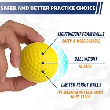 JAYA 12 Pack Foam Golf Practice Balls, Realistic Feel and Limited Flight, Soft for Indoor or Outdoor Training