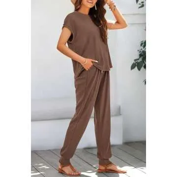BTFBM Women's Ribbed Knit Matching Lounge Set in Medium