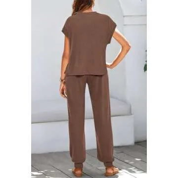 BTFBM Women's Ribbed Knit Matching Lounge Set in Medium