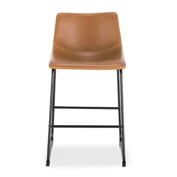 EdgeMod Brinley Vegan Leather Bar Stool Set of 3