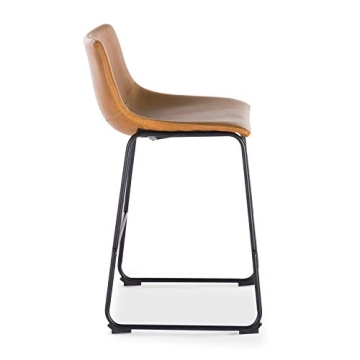 EdgeMod Brinley Vegan Leather Bar Stool Set of 3