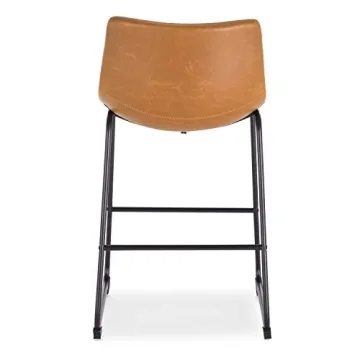 EdgeMod Brinley Vegan Leather Bar Stool Set of 3