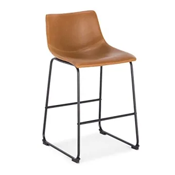 EdgeMod Brinley Vegan Leather Bar Stool Set of 3