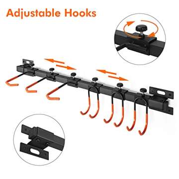 ikkle Bike Storage Rack Wall Mount, 6 Garage Bike Rack and 4 Garage Tool Hooks, Bike Hanger for Garage, Garage Bike Wall Organization Garden Tool Organizer, Utility Rack (2-Pack)