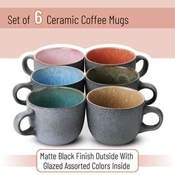 BTaT- Coffee Mug Set, Set of 6, 14 oz(415ml), Coffee Cup Set, Ceramic Coffee Cups, Coffee Mug Cerami...