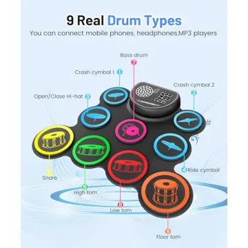 Sboet Electronic Drum Set - 9 Pads, Portable Design