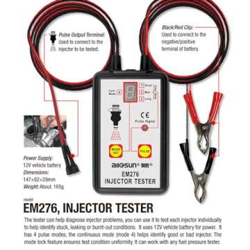 EM276SET Fuel Injector Tester & Adapter DIY Cleaning Tool Kit Set