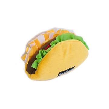 ZippyPaws NomNomz, Tasty Taco - Plush Squeaky Dog Toys for Small & Medium Dogs, Food Shaped Puppy To...