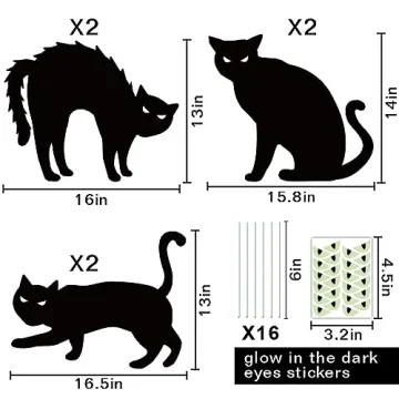 Ivenf Halloween Black Cat Yard Decorations - Glow-in-Dark