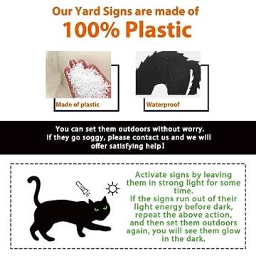 Ivenf Halloween Black Cat Yard Decorations - Glow-in-Dark