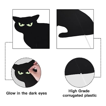 Ivenf Halloween Black Cat Yard Decorations - Glow-in-Dark