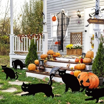 Ivenf Halloween Black Cat Yard Decorations - Glow-in-Dark