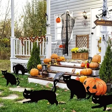 Ivenf Halloween Black Cat Yard Decorations - Glow-in-Dark