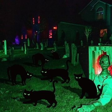Ivenf Halloween Black Cat Yard Decorations - Glow-in-Dark