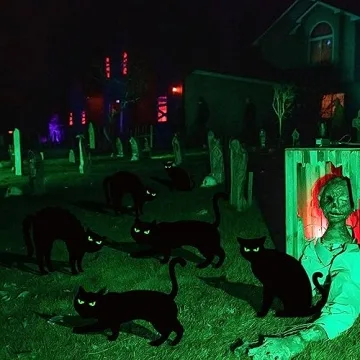 Ivenf Halloween Black Cat Yard Decorations - Glow-in-Dark