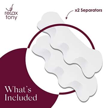 Relax Tony Gel Toe Separators, Spreaders & Straighteners | Hammer Toe Separator to Relieve Foot Pain & Correct Toes | Toe Spacers for Feet with Overlapping Toes | Bunion Corrector for Women & Men
