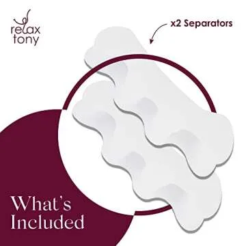 Relax Tony Gel Toe Separators, Spreaders & Straighteners | Hammer Toe Separator to Relieve Foot Pain & Correct Toes | Toe Spacers for Feet with Overlapping Toes | Bunion Corrector for Women & Men