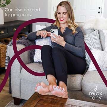 Relax Tony Gel Toe Separators, Spreaders & Straighteners | Hammer Toe Separator to Relieve Foot Pain & Correct Toes | Toe Spacers for Feet with Overlapping Toes | Bunion Corrector for Women & Men