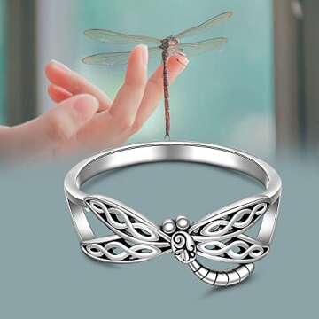 Dragonfly Ring in Sterling Silver - Meaningful Jewelry for Women