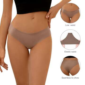 DEANGELMON Seamless Underwear for Women No Show Bikini Panties Comfortable Stretch Invisible Ladies ...