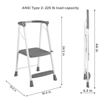 COSCO 2-Step Kitchen Stepper™ Adult Folding Step Stool, Kids Folding (Steel/Resin)