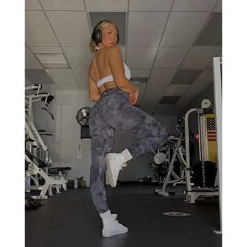 HeyNuts Essential 7/8 Leggings High Waisted Yoga Pants for Women, Soft Workout Pants Compression Leggings with Inner Pockets Tie Dye Coal Black_25'' XL(14)