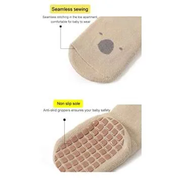 BEHELE Non-skid Toddler Socks Soft Warm Anti-slip