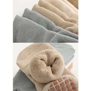 BEHELE Non-skid Toddler Socks Soft Warm Anti-slip
