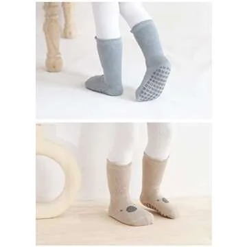 BEHELE Non-skid Toddler Socks Soft Warm Anti-slip