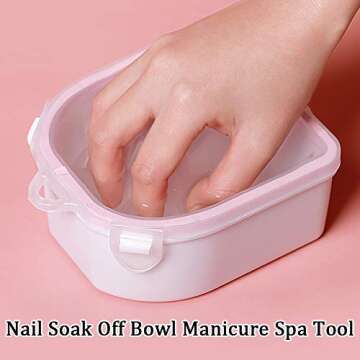 Nail Soaking Bowl, Soak off Gel Polish Dip Remover for Nails Manicure Bowl Soaker Tray with Triangle Cuticle Peeler and Stainless Steel Cuticle Pusher Manicure Spa Tool (Pink and Blue)