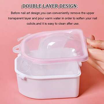Nail Soaking Bowl, Soak off Gel Polish Dip Remover for Nails Manicure Bowl Soaker Tray with Triangle Cuticle Peeler and Stainless Steel Cuticle Pusher Manicure Spa Tool (Pink and Blue)