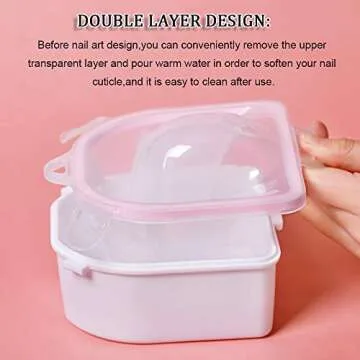 Nail Soaking Bowl, Soak off Gel Polish Dip Remover for Nails Manicure Bowl Soaker Tray with Triangle Cuticle Peeler and Stainless Steel Cuticle Pusher Manicure Spa Tool (Pink and Blue)