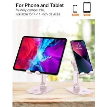 OCYCLONE Cell Phone Stand, Angle Height Adjustable iPhone Stand for Desk, Cell Phone Holder iPad Tablet Stand Compatible with iPhone 15 14 13 11 12 Pro Max SE/iPad/Kindle/Tablet 4"-12.9" - Pink