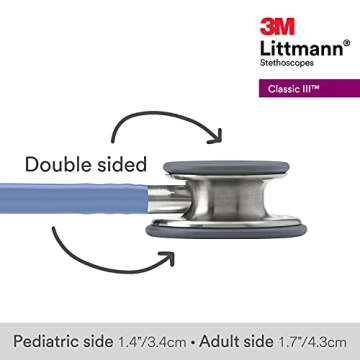 3M Littmann Classic III Monitoring Stethoscope, 5630, More Than 2X as Loud* and Weighs Less**, Stainless Steel Chestpiece, 27" Ceil Blue Tube