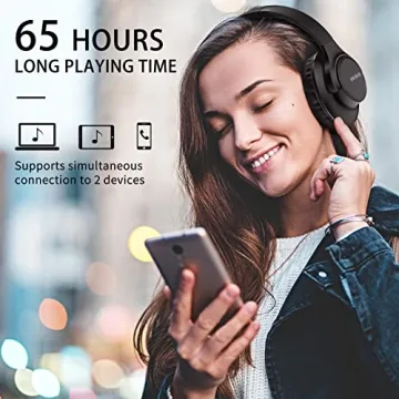 KVIDIO Bluetooth Headphones with 65H Playtime