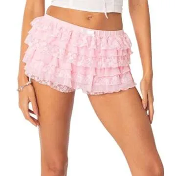 NUFIWI Women Lolita Bloomers Stylish Ruffle Hot Pants